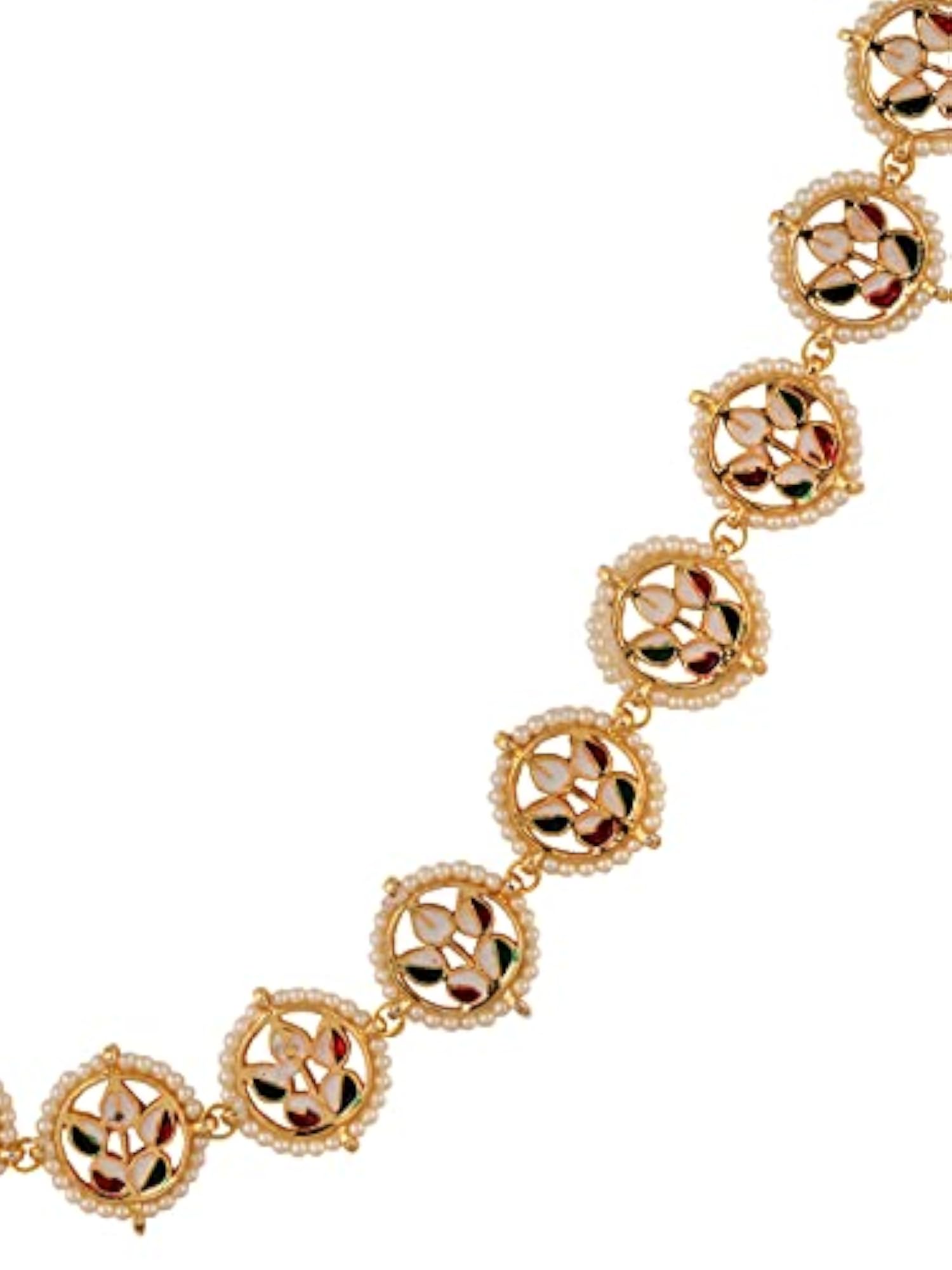 Kemp Stone Studded Pearl Beaded Kamarbandh, Elegant Design